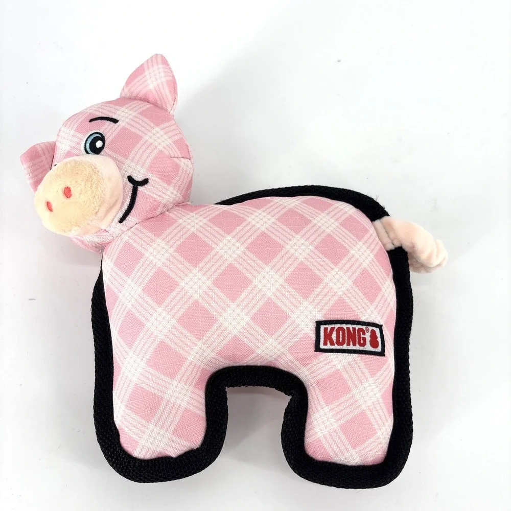 KONG Ballistic Pig Squeaker Dog Toy, Medium, Durable Ripstop Material, Squeaker